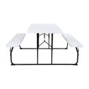 Insta-Fold White Wood Grain Folding Picnic Table and Benches - 4.5 Foot Folding Table