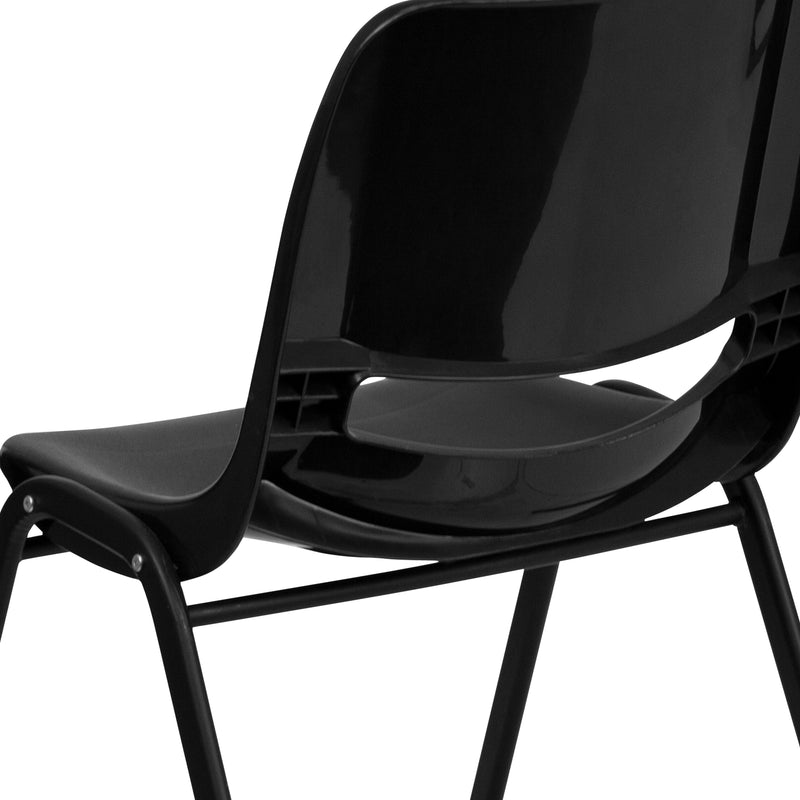 SINGLEWAVE Series 440 lb. Capacity Kid's Black Ergonomic Shell Stack Chair with Black Frame and 12" Seat Height