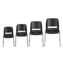 SINGLEWAVE Series 440 lb. Capacity Kid's Black Ergonomic Shell Stack Chair with Chrome Frame and 14" Seat Height