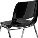SINGLEWAVE Series 440 lb. Capacity Kid's Black Ergonomic Shell Stack Chair with Chrome Frame and 14" Seat Height