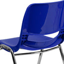 SINGLEWAVE Series 440 lb. Capacity Kid's Navy Ergonomic Shell Stack Chair with Chrome Frame and 14" Seat Height