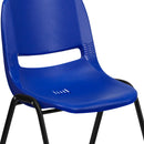 SINGLEWAVE Series 661 lb. Capacity Navy Ergonomic Shell Stack Chair with Black Frame and 16'' Seat Height