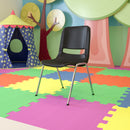 SINGLEWAVE Series 880 lb. Capacity Black Ergonomic Shell Stack Chair with Chrome Frame and 18'' Seat Height