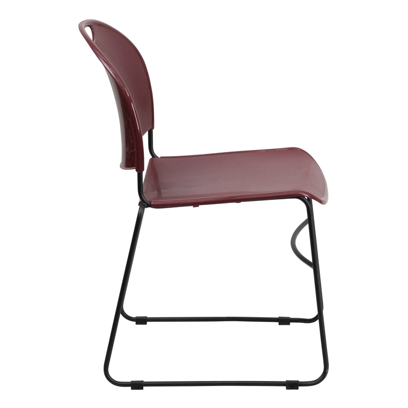 SINGLEWAVE Series 880 lb. Capacity Burgundy Ultra-Compact Stack Chair with Black Powder Coated Frame