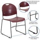 SINGLEWAVE Series 880 lb. Capacity Burgundy Ultra-Compact Stack Chair with Black Powder Coated Frame