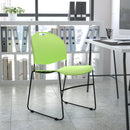 SINGLEWAVE Series 880 lb. Capacity Green Ultra-Compact Stack Chair with Black Powder Coated Frame