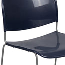 SINGLEWAVE Series 880 lb. Capacity Navy Ultra-Compact Stack Chair with Silver Powder Coated Frame