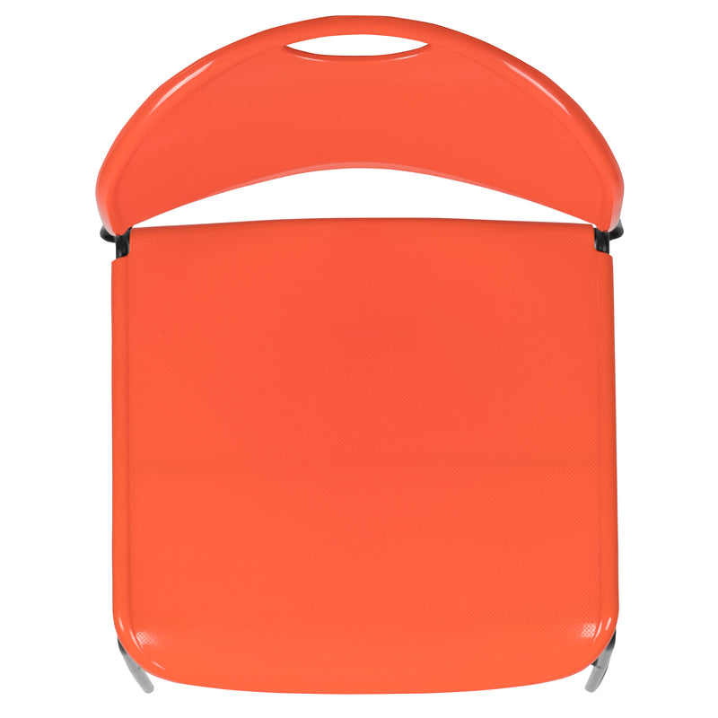 SINGLEWAVE Series 880 lb. Capacity Orange Ultra-Compact Stack Chair with Black Powder Coated Frame