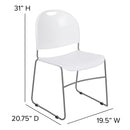 SINGLEWAVE Series 880 lb. Capacity White Ultra-Compact Stack Chair with Silver Powder Coated Frame