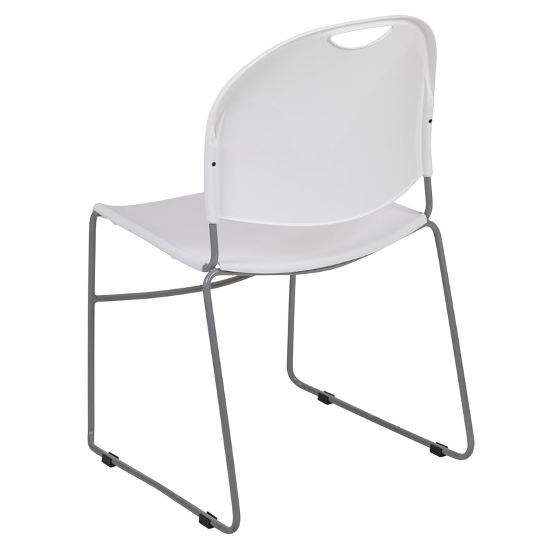 SINGLEWAVE Series 880 lb. Capacity White Ultra-Compact Stack Chair with Silver Powder Coated Frame