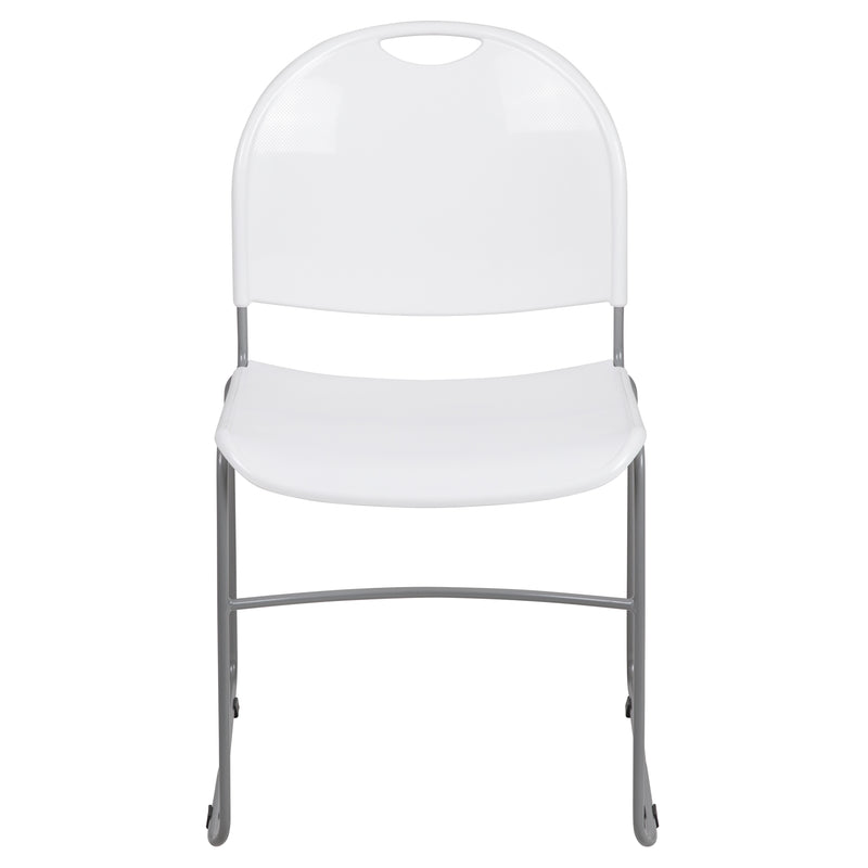 SINGLEWAVE Series 880 lb. Capacity White Ultra-Compact Stack Chair with Silver Powder Coated Frame