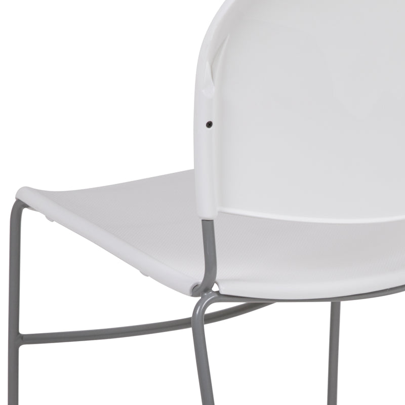 SINGLEWAVE Series 880 lb. Capacity White Ultra-Compact Stack Chair with Silver Powder Coated Frame