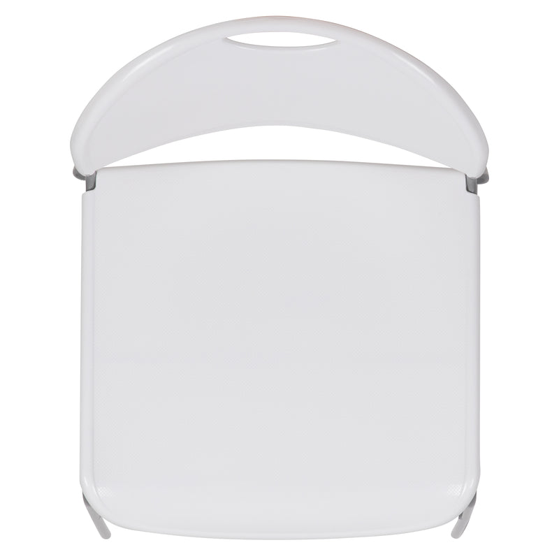 SINGLEWAVE Series 880 lb. Capacity White Ultra-Compact Stack Chair with Silver Powder Coated Frame