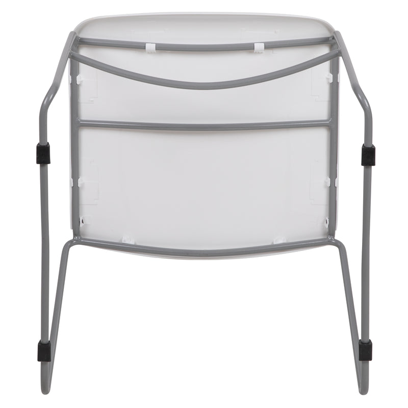 SINGLEWAVE Series 880 lb. Capacity White Ultra-Compact Stack Chair with Silver Powder Coated Frame