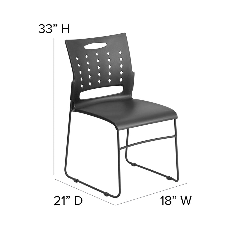 SINGLEWAVE Series 881 lb. Capacity Black Sled Base Stack Chair with Air-Vent Back