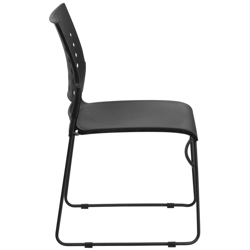 SINGLEWAVE Series 881 lb. Capacity Black Sled Base Stack Chair with Air-Vent Back