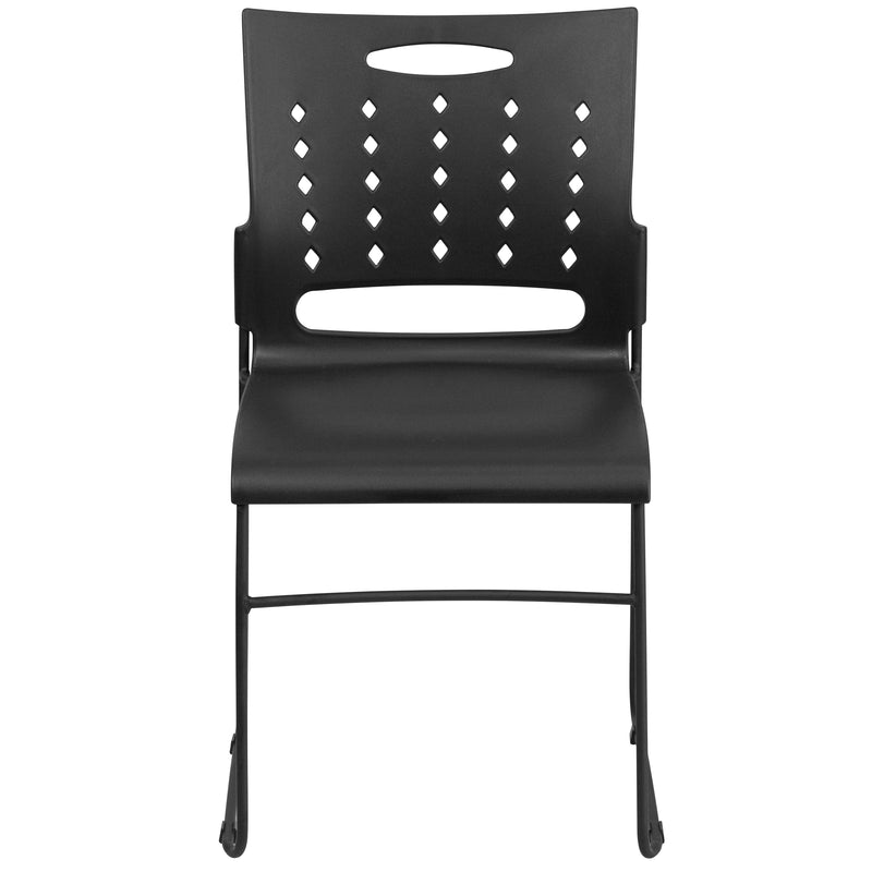 SINGLEWAVE Series 881 lb. Capacity Black Sled Base Stack Chair with Air-Vent Back