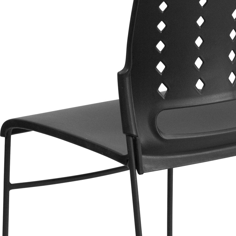 SINGLEWAVE Series 881 lb. Capacity Black Sled Base Stack Chair with Air-Vent Back