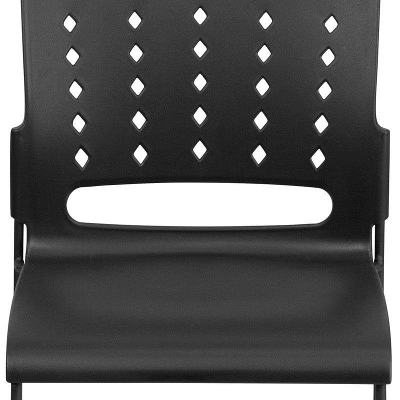 SINGLEWAVE Series 881 lb. Capacity Black Sled Base Stack Chair with Air-Vent Back