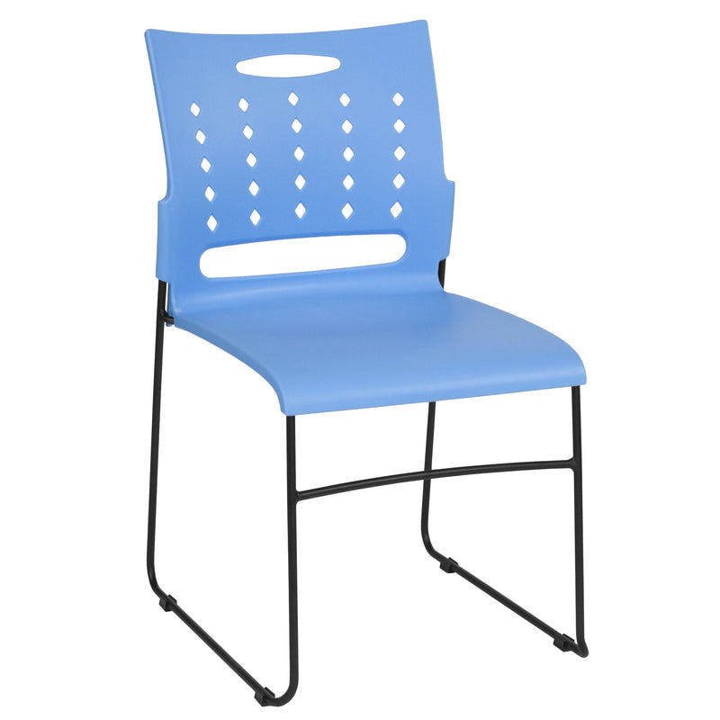 SINGLEWAVE Series 881 lb. Capacity Blue Sled Base Stack Chair with Air-Vent Back