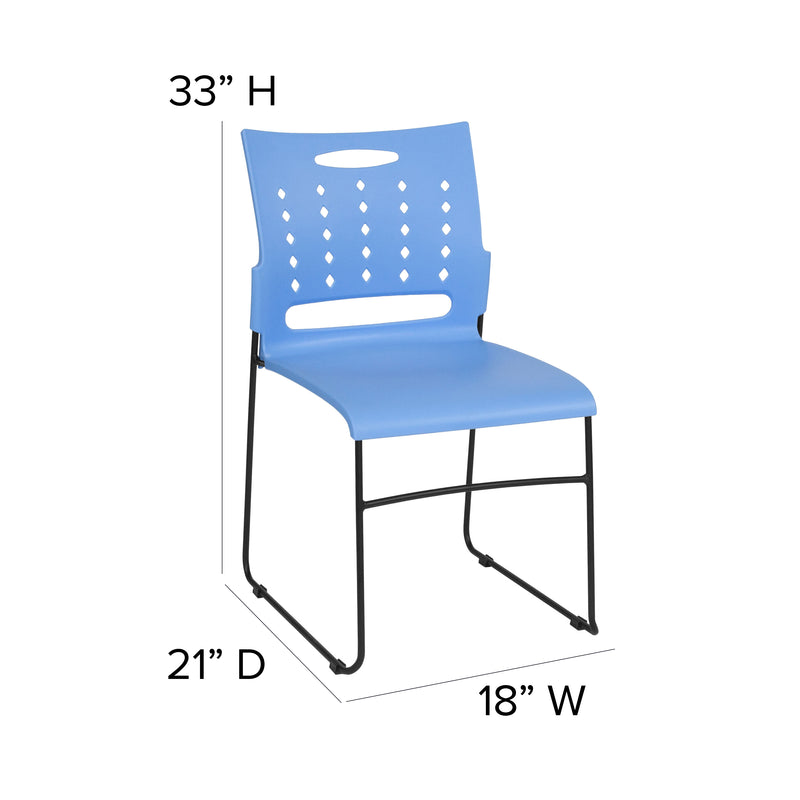 SINGLEWAVE Series 881 lb. Capacity Blue Sled Base Stack Chair with Air-Vent Back