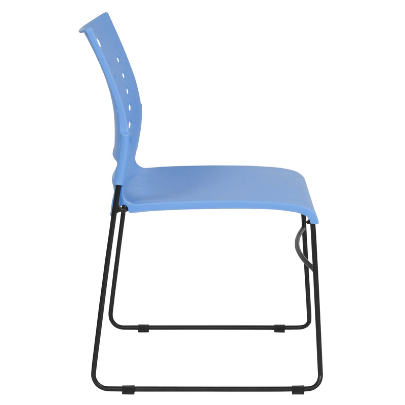 SINGLEWAVE Series 881 lb. Capacity Blue Sled Base Stack Chair with Air-Vent Back