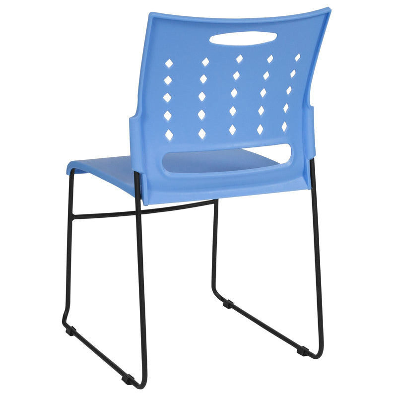 SINGLEWAVE Series 881 lb. Capacity Blue Sled Base Stack Chair with Air-Vent Back