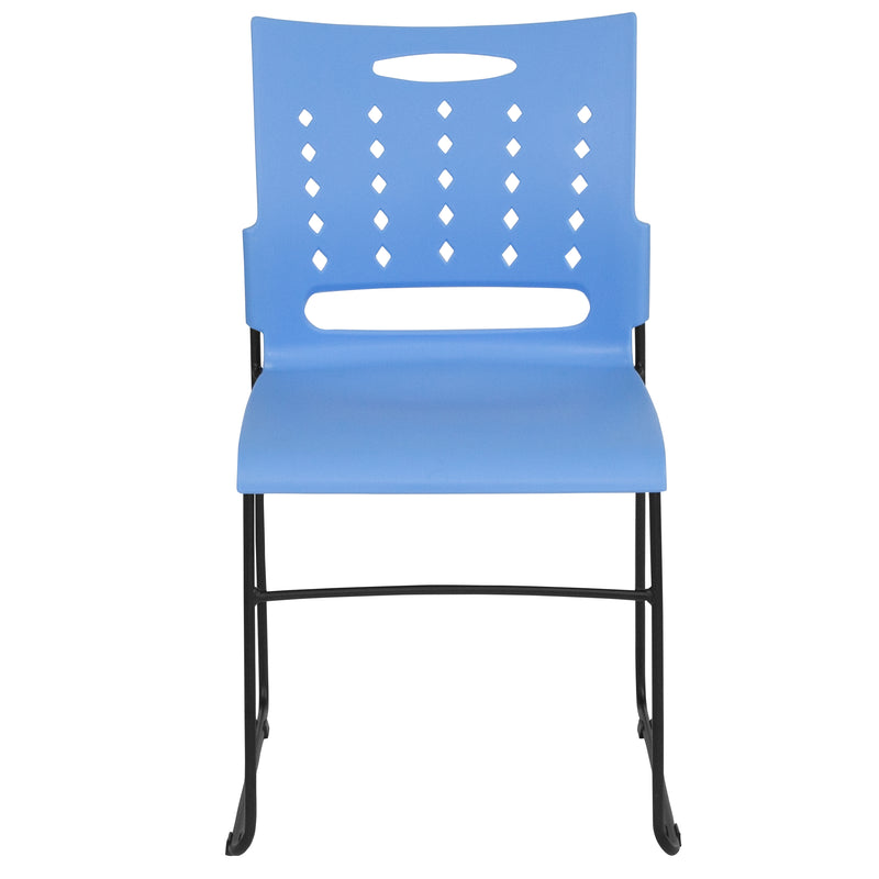 SINGLEWAVE Series 881 lb. Capacity Blue Sled Base Stack Chair with Air-Vent Back