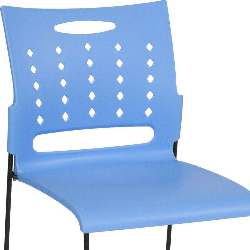 SINGLEWAVE Series 881 lb. Capacity Blue Sled Base Stack Chair with Air-Vent Back