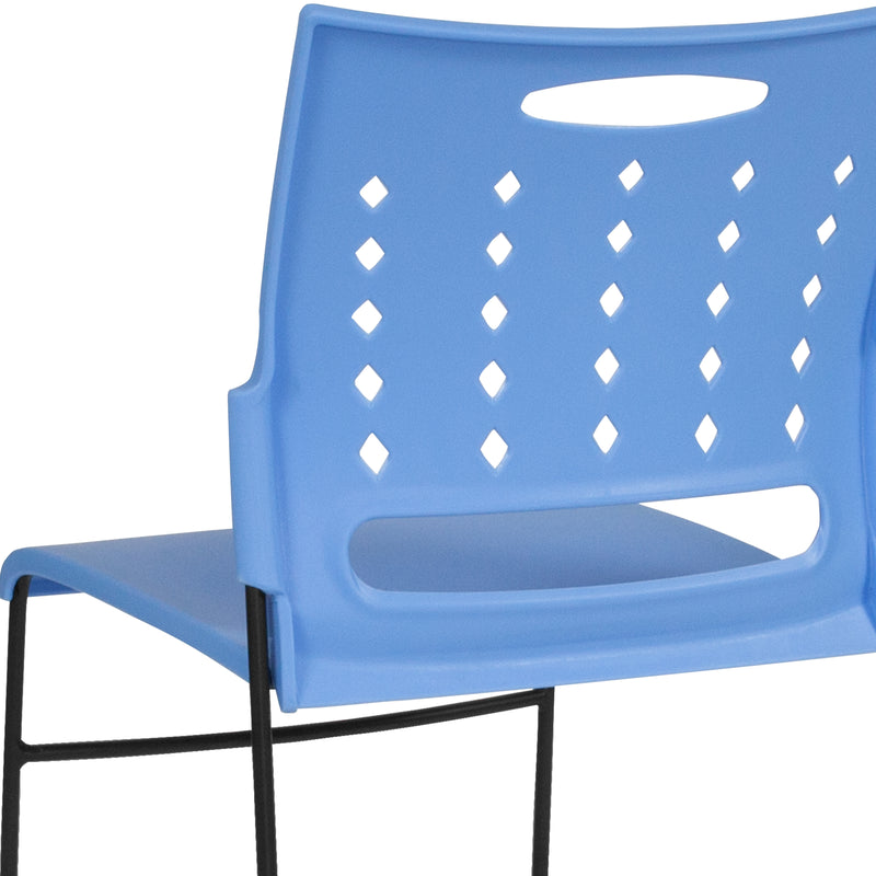 SINGLEWAVE Series 881 lb. Capacity Blue Sled Base Stack Chair with Air-Vent Back