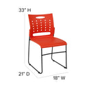 SINGLEWAVE Series 881 lb. Capacity Orange Sled Base Stack Chair with Air-Vent Back