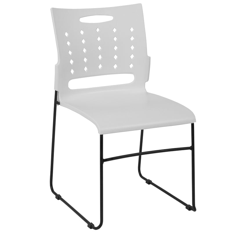 SINGLEWAVE Series 881 lb. Capacity White Sled Base Stack Chair with Air-Vent Back