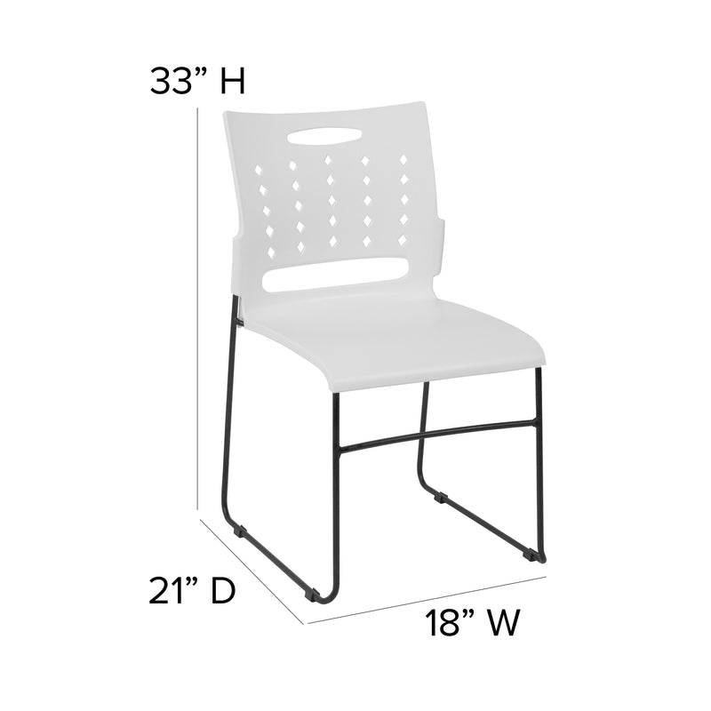 SINGLEWAVE Series 881 lb. Capacity White Sled Base Stack Chair with Air-Vent Back