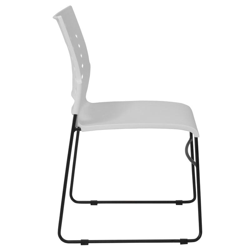 SINGLEWAVE Series 881 lb. Capacity White Sled Base Stack Chair with Air-Vent Back