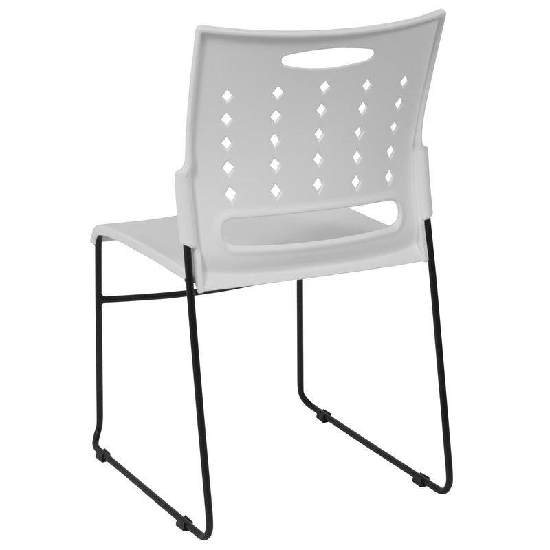 SINGLEWAVE Series 881 lb. Capacity White Sled Base Stack Chair with Air-Vent Back