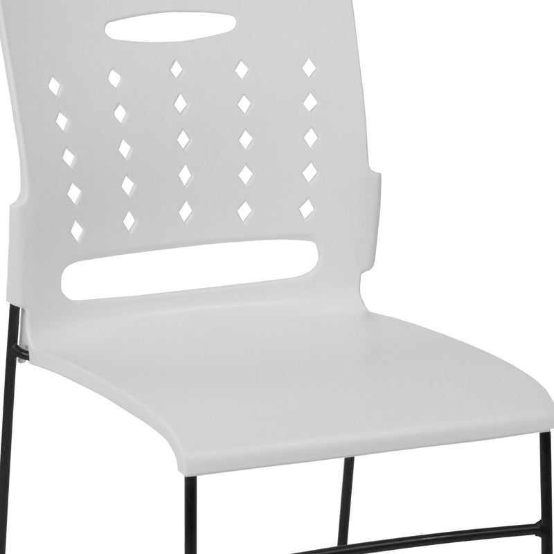 SINGLEWAVE Series 881 lb. Capacity White Sled Base Stack Chair with Air-Vent Back