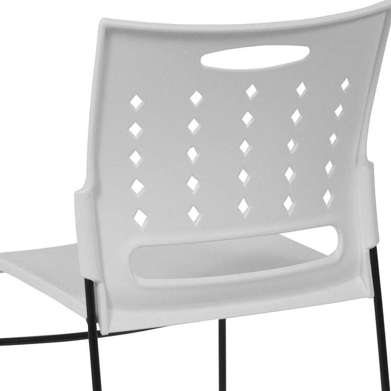 SINGLEWAVE Series 881 lb. Capacity White Sled Base Stack Chair with Air-Vent Back