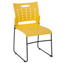 SINGLEWAVE Series 881 lb. Capacity Yellow Sled Base Stack Chair with Air-Vent Back