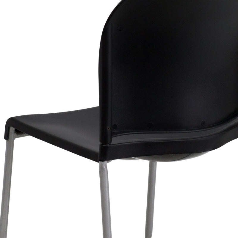 SINGLEWAVE Series 880 lb. Capacity Black Full Back Contoured Stack Chair with Gray Powder Coated Sled Base