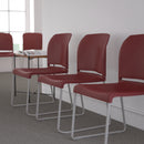 SINGLEWAVE Series 880 lb. Capacity Burgundy Full Back Contoured Stack Chair with Gray Powder Coated Sled Base