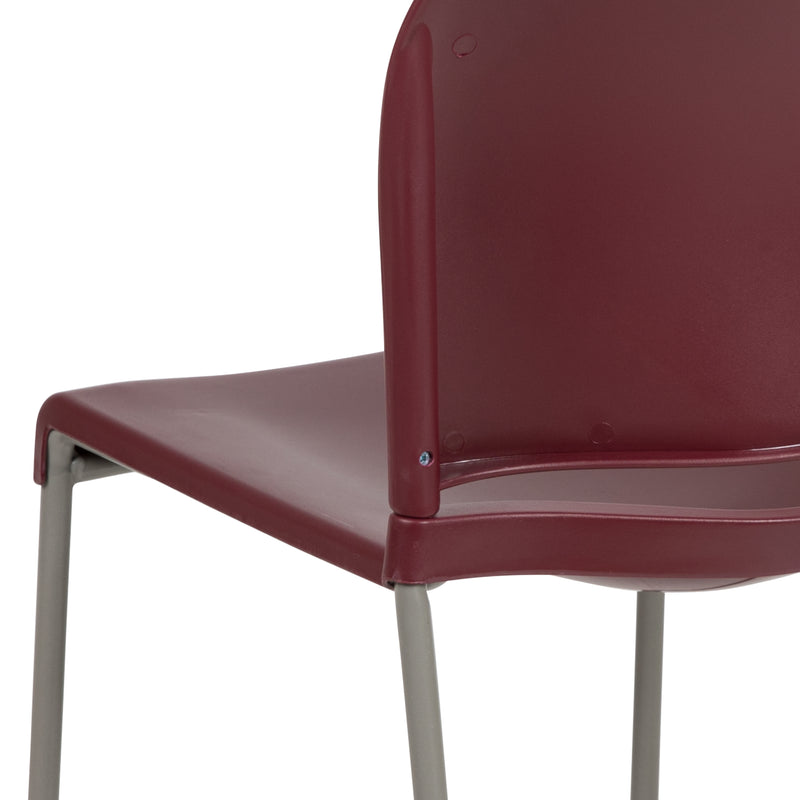 SINGLEWAVE Series 880 lb. Capacity Burgundy Full Back Contoured Stack Chair with Gray Powder Coated Sled Base