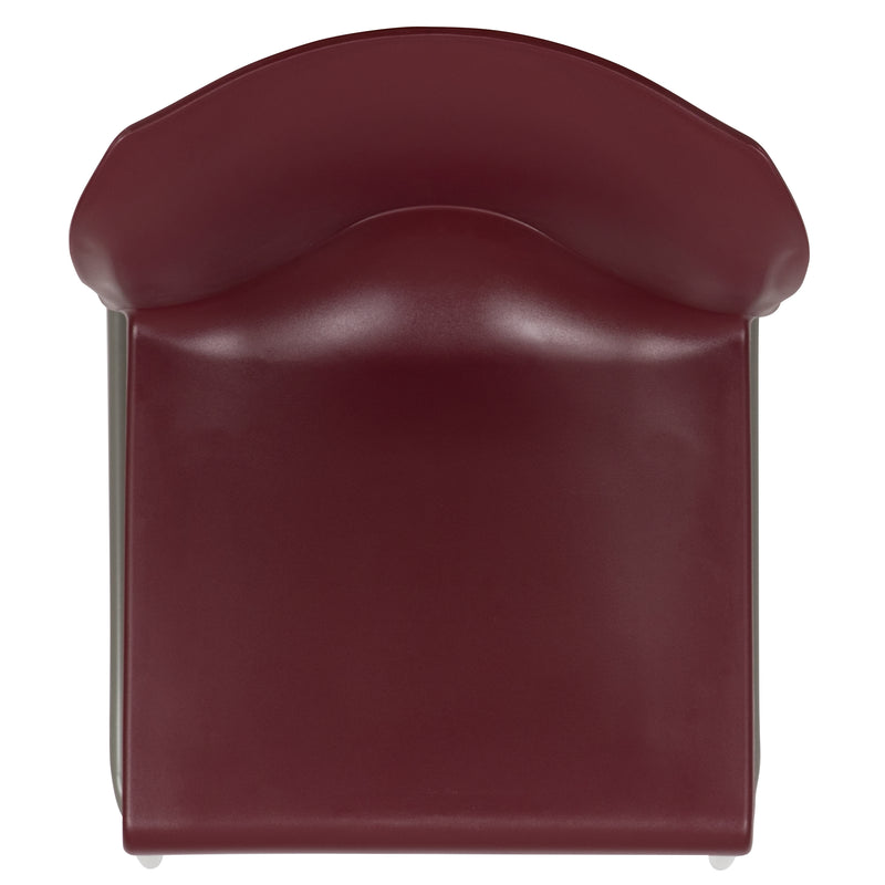 SINGLEWAVE Series 880 lb. Capacity Burgundy Full Back Contoured Stack Chair with Gray Powder Coated Sled Base