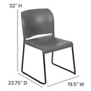 SINGLEWAVE Series 880 lb. Capacity Gray Full Back Contoured Stack Chair with Black Powder Coated Sled Base