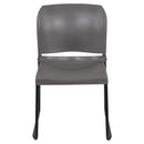SINGLEWAVE Series 880 lb. Capacity Gray Full Back Contoured Stack Chair with Black Powder Coated Sled Base