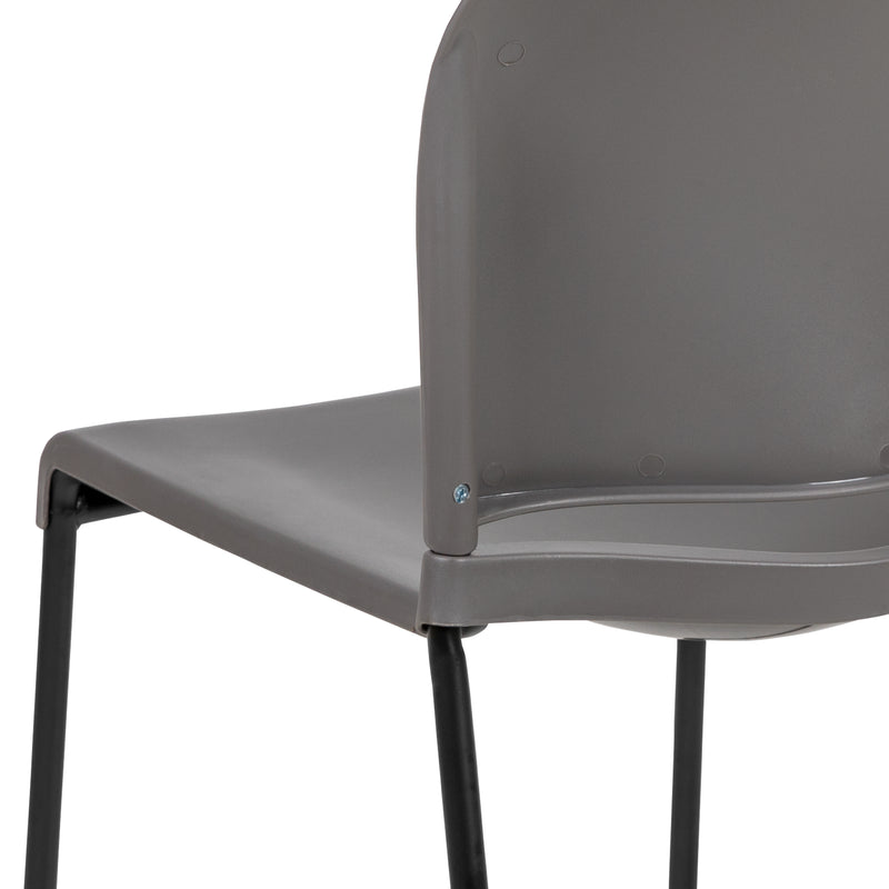 SINGLEWAVE Series 880 lb. Capacity Gray Full Back Contoured Stack Chair with Black Powder Coated Sled Base