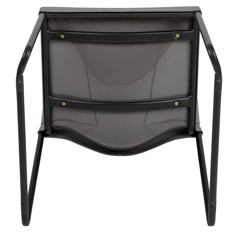 SINGLEWAVE Series 880 lb. Capacity Gray Full Back Contoured Stack Chair with Black Powder Coated Sled Base