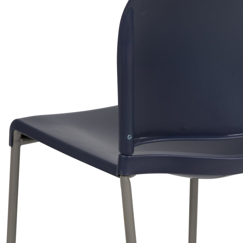 SINGLEWAVE Series 880 lb. Capacity Navy Full Back Contoured Stack Chair with Gray Powder Coated Sled Base