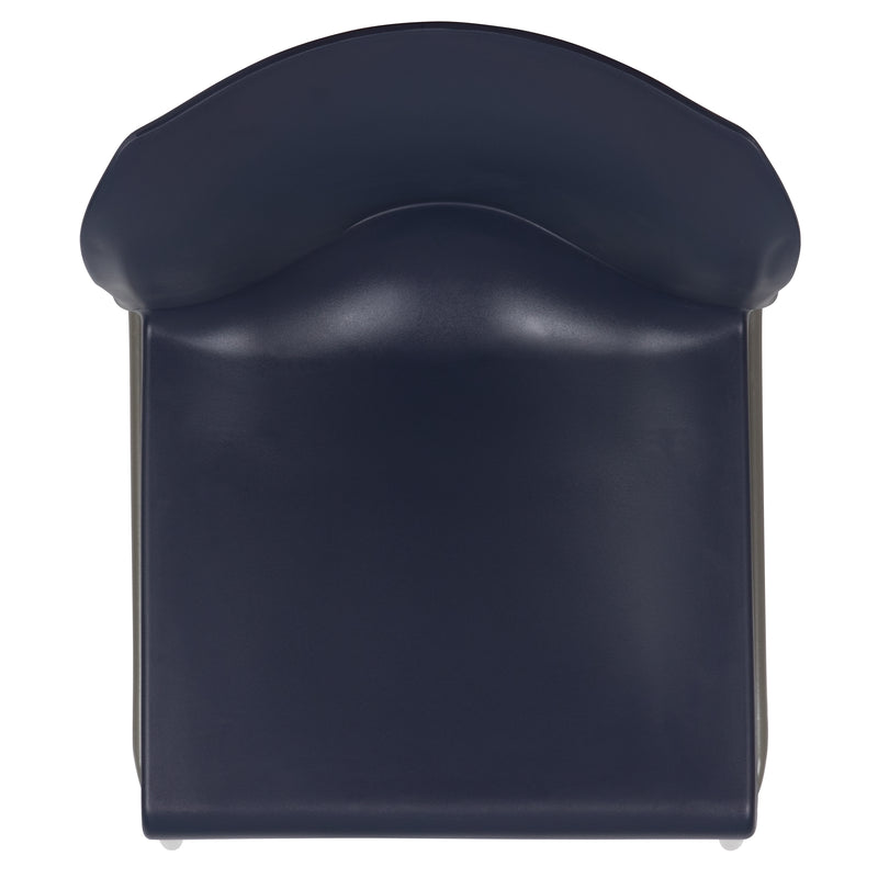 SINGLEWAVE Series 880 lb. Capacity Navy Full Back Contoured Stack Chair with Gray Powder Coated Sled Base