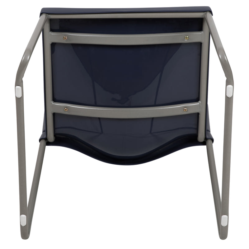 SINGLEWAVE Series 880 lb. Capacity Navy Full Back Contoured Stack Chair with Gray Powder Coated Sled Base