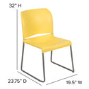 SINGLEWAVE Series 880 lb. Capacity Yellow Full Back Contoured Stack Chair with Gray Powder Coated Sled Base